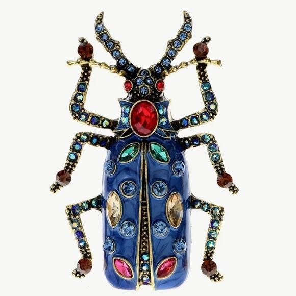 💥 Heidi Daus gorgeous multicolored crystal beetle brooch 💥 - Picture 2 of 6